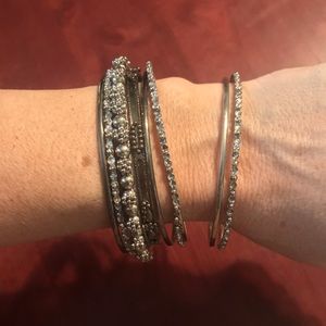 Set of 8 silver bangle bracelets